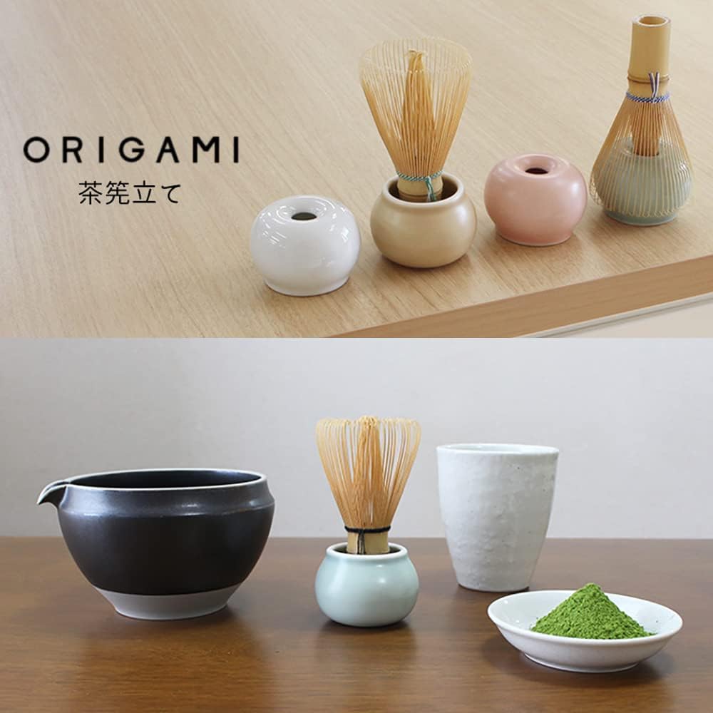 日本製 ORIGAMI 茶筅立て|白磁 陶瓷茶筅架|美濃燒 抹茶茶道配件