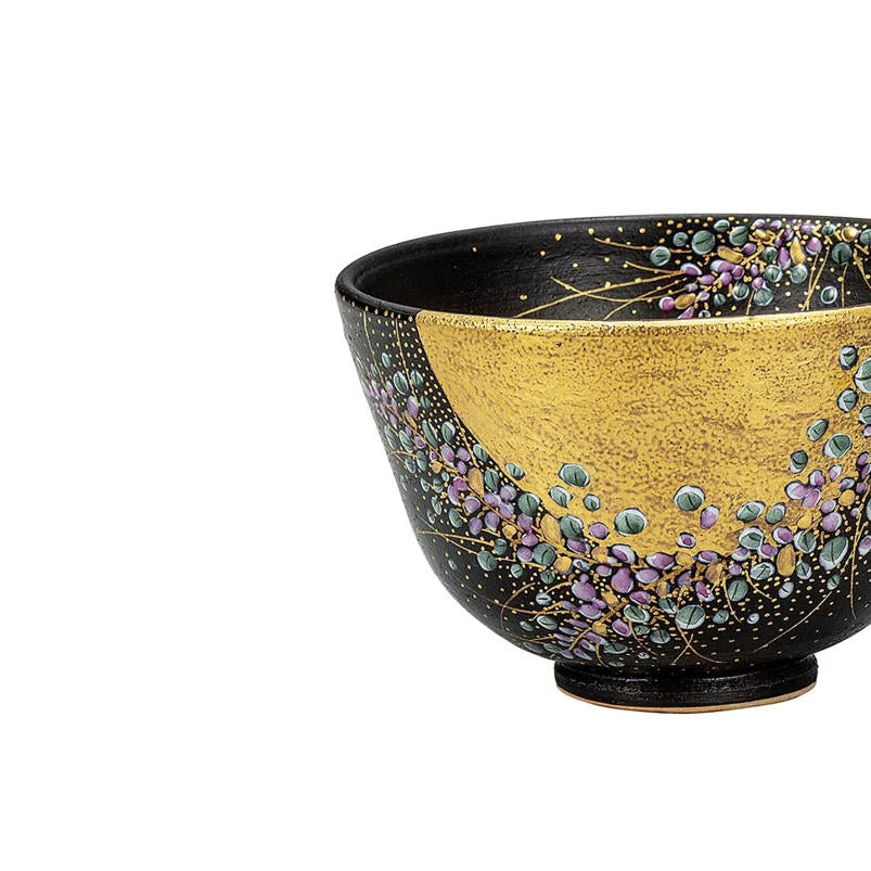 九谷燒本金萩抹茶碗,福田良則作,細節圖