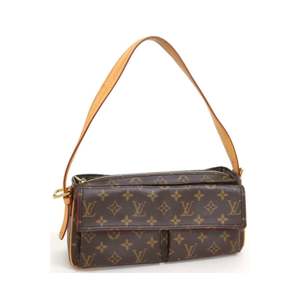 LV second-hand authentic medium-old floral camel bag Louis Vuitton Viva-Cite MM Shoulder Bag (Used AB)