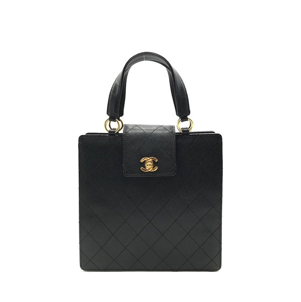 香奈兒 二手正品 中古琴譜手提包 CHANEL Calf Turn Lock Tote Bag（Used A）