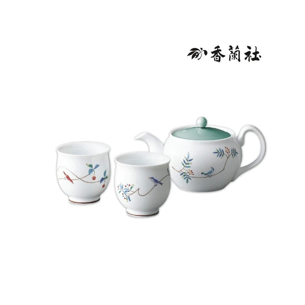 香蘭社 有田燒 小鳥之詩 兩人茶具組 Koransha Poem Of A Little Bird Tea Set Arita Ware