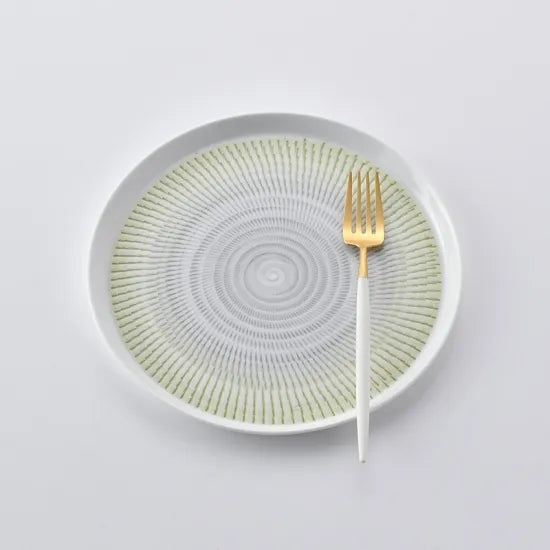 波佐見燒 21cm 主餐盤 黃綠色