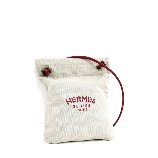 愛馬仕 二手正品 中古原色帆布袋 PM HERMES Aline Grooming Bag（Used A）