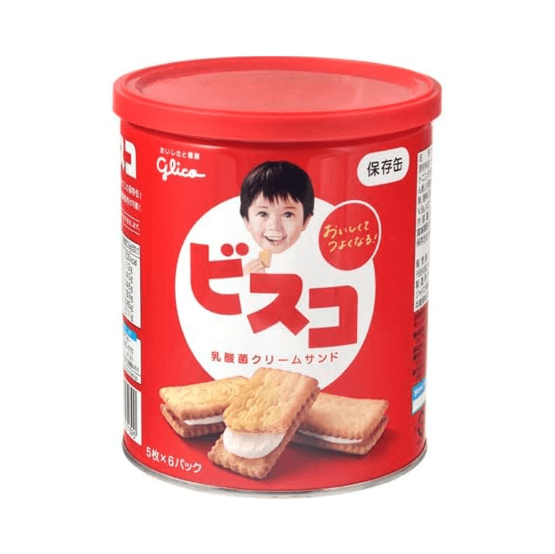 Glico 固力果 Bisco 必思可 奶油夾心餅 5年長效防災保存罐 | 日本直送防災食品