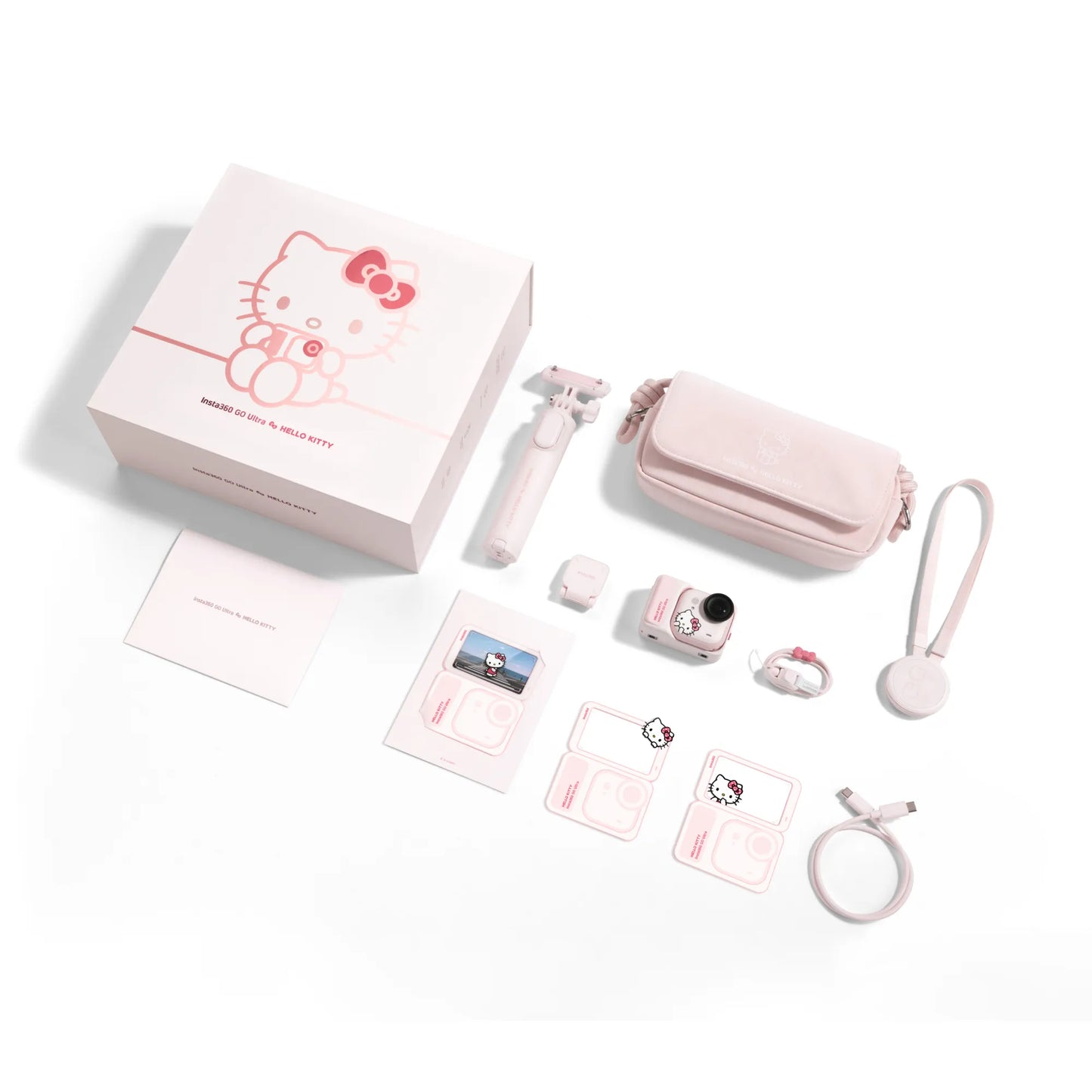 Insta360 GO Ultra Hello Kitty 超輕量4K運動相機 包裝配件示意圖