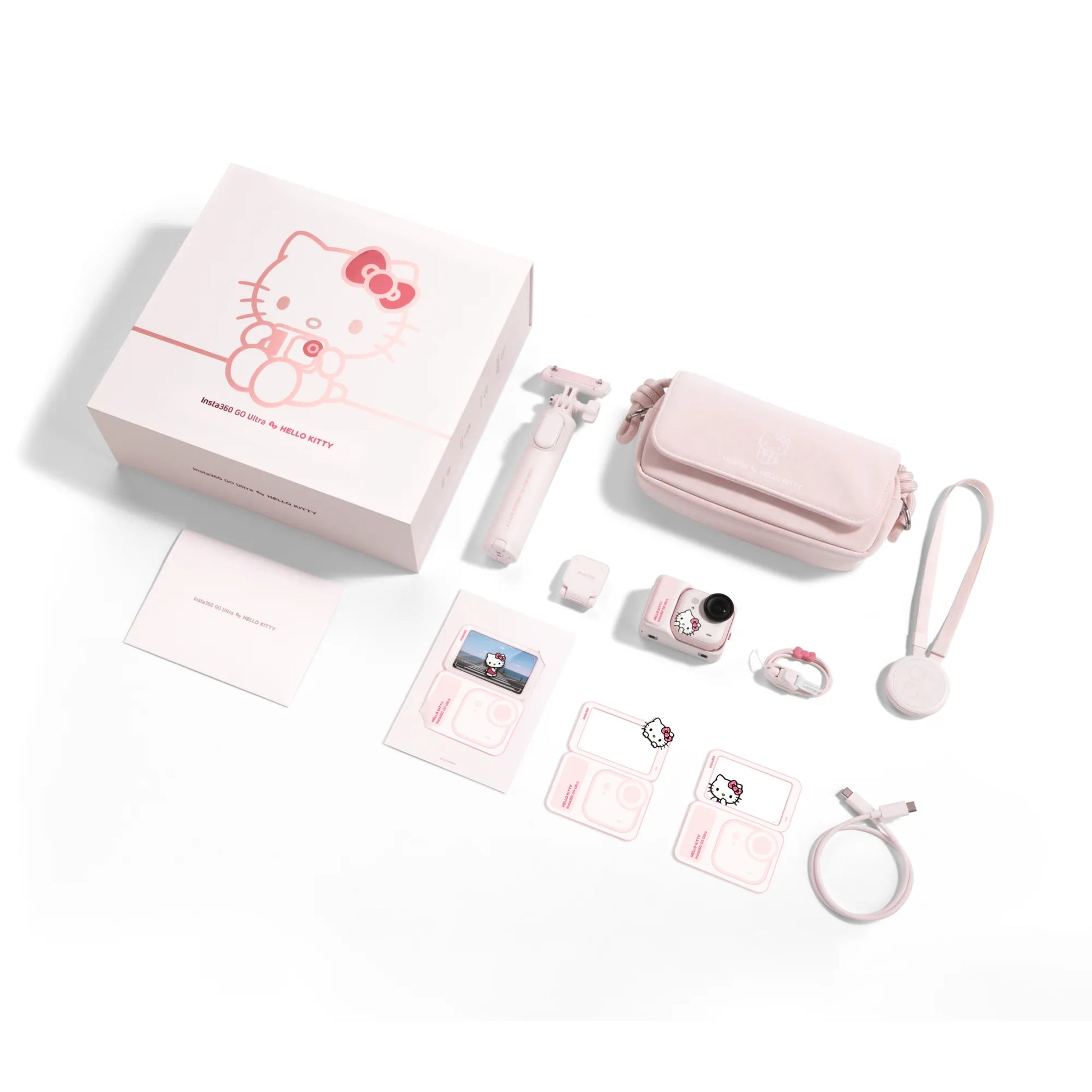 Insta360 GO Ultra Hello Kitty 超輕量4K運動相機 包裝配件示意圖