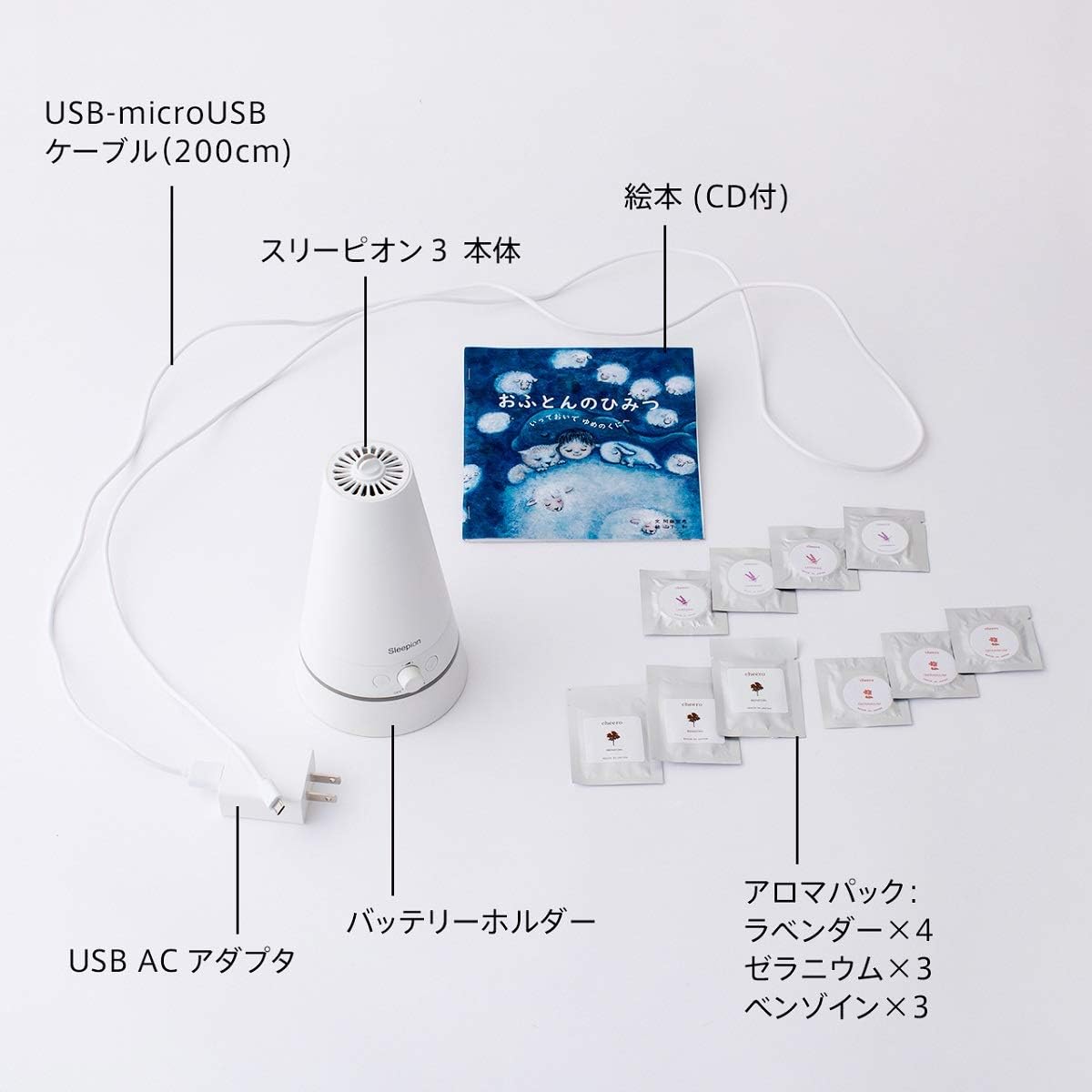 Cheero Sleepion3 白噪音香氛助眠燈 附屬品
