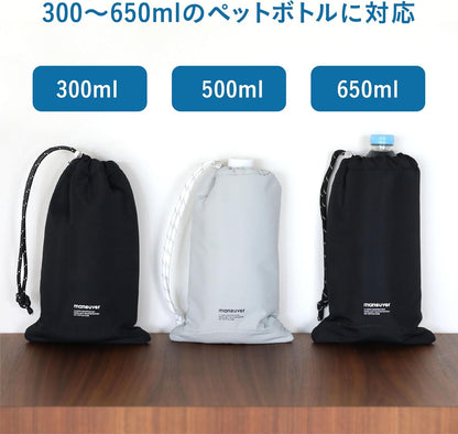 CB JAPAN maneuver 保冷瓶袋 300ml 500ml 650ml 寶特瓶 放入後展示圖
