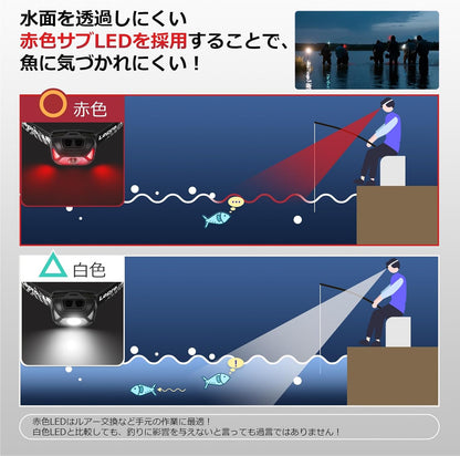 Lepro LED 頭燈 防災用 強光 聚光＋廣角 最長 22 小時 輕量防水 2 入組