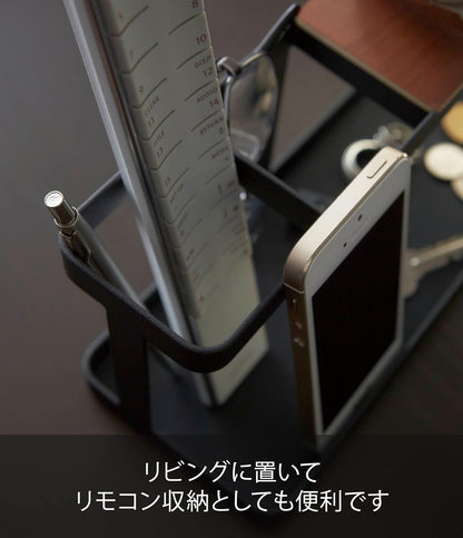Yamazaki 山崎實業 TOWER 桌面收納架 黑色｜極簡桌上置物架・鑰匙手錶整理架 2300