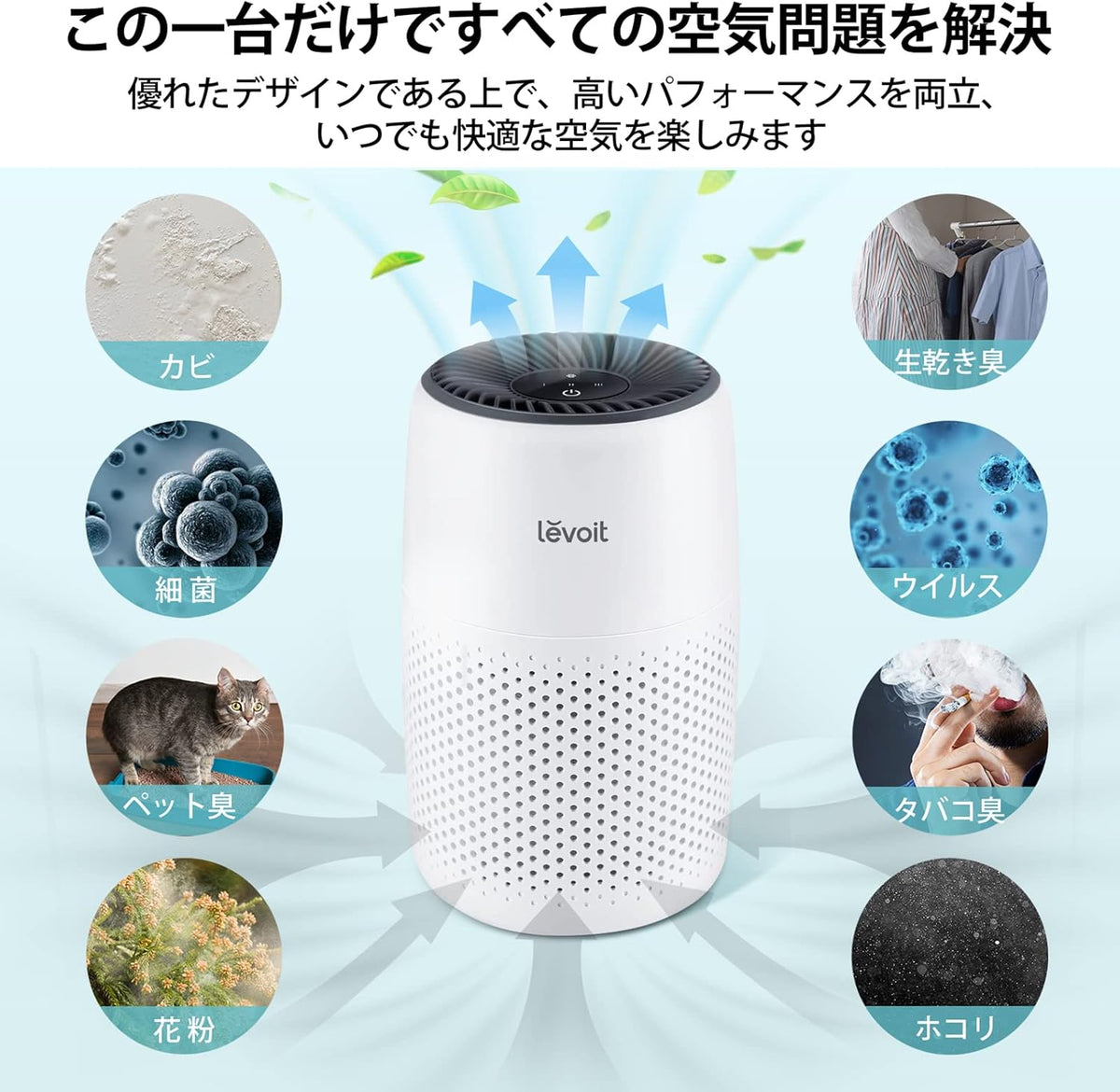 Levoit Core Mini 空氣清淨機功能示意圖