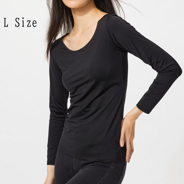 【日本直送】UNIQLO 女款 AIRism UV防護 U領長袖上衣 DRY-EX 2件組｜日和優選