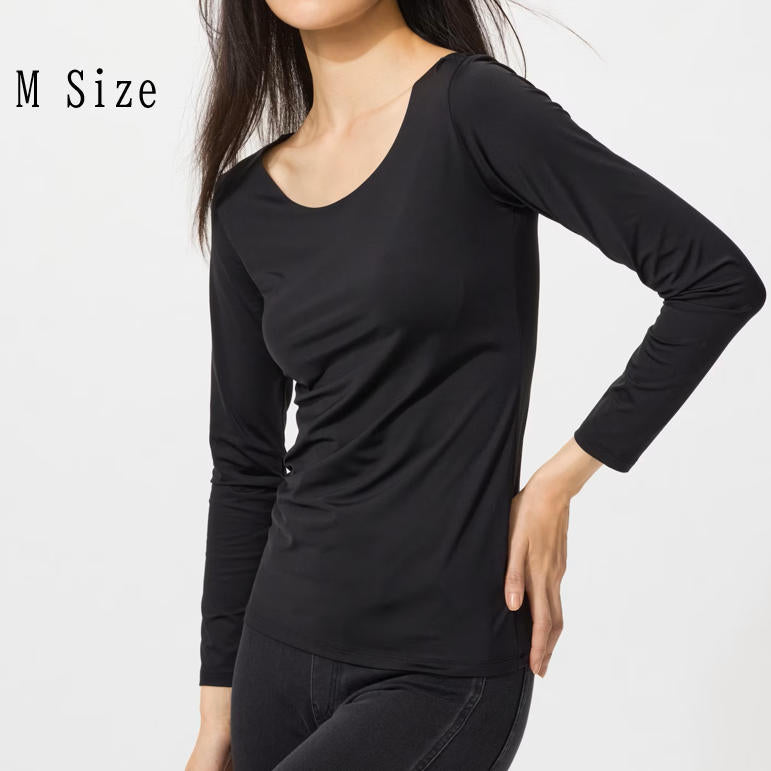 【日本直送】UNIQLO 女款 AIRism UV防護 U領長袖上衣 DRY-EX 2件組｜日和優選