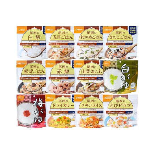 Onisi 尾西 防災食品 5 年保存 乾燥即食 非常食 12 種組 長期保存 避難備糧