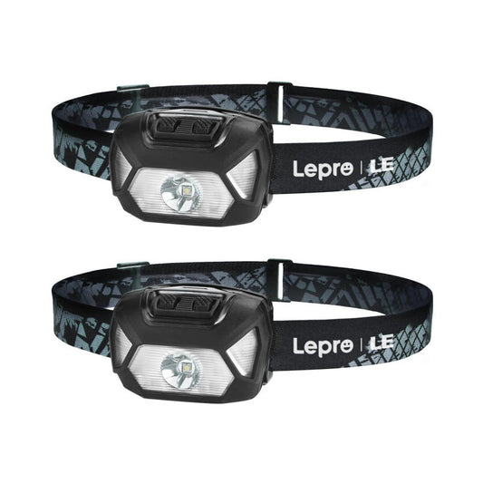 Lepro LED 頭燈 防災用 強光 聚光＋廣角 最長 22 小時 輕量防水 2 入組