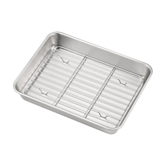 日本製 燕三條 YOSHIKAWA 不鏽鋼方形托盤附濾網｜18枚尺寸｜備料瀝油兩用 7041591