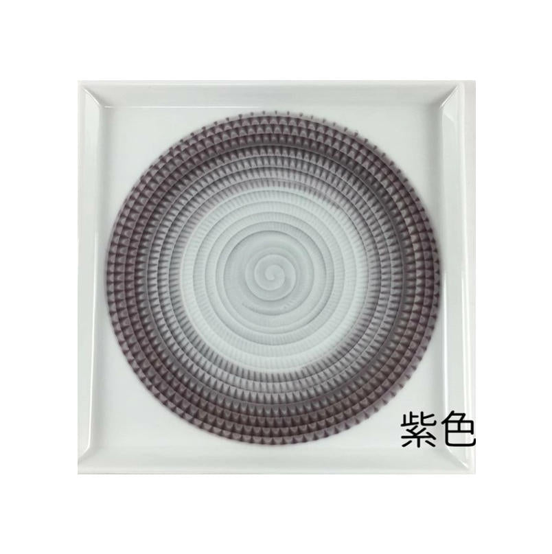 一真窯 波佐見燒 漸層放射刻紋方盤 13.5cm 日式甜點盤 紫色