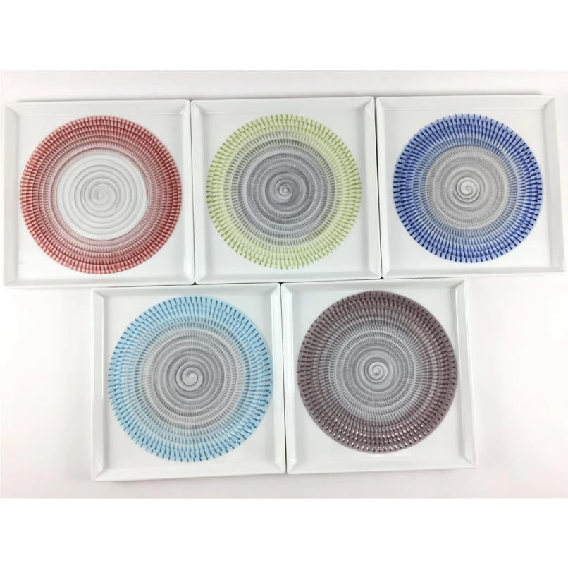 一真窯 波佐見燒 漸層放射刻紋方盤 13.5cm 日式甜點盤 所有顏色展示