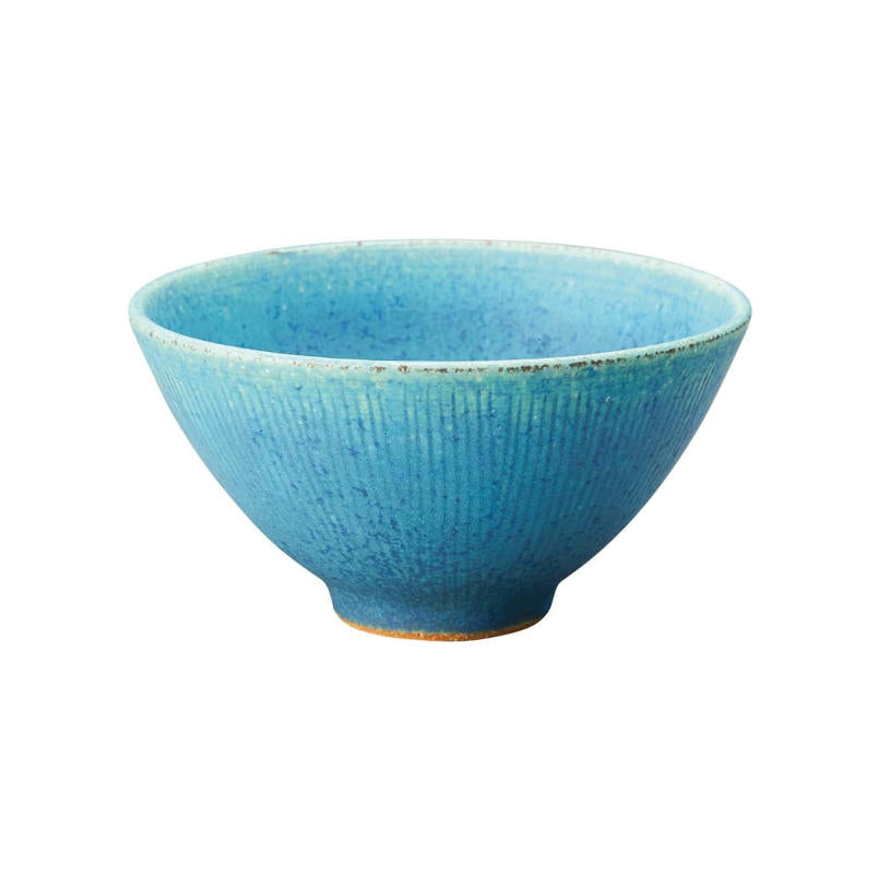 信樂燒 青彩釉飯碗 12cm 丸伊製陶 手作陶碗 湖藍漸層釉色 日本六大古窯 質感餐具 | 日本直送