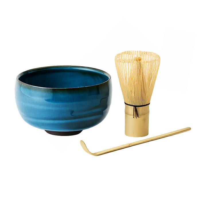 AKOMEYA TOKYO 波佐見燒 抹茶入門三件組 日本製青藍釉茶碗 天然竹茶筅 茶杓 專業抹茶套裝禮盒 | 日本直送