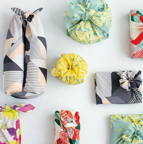 MUSUBI 京都風呂敷包巾 70cm｜含羞草花紋｜日本製純棉包裝布｜日式伴手禮包巾