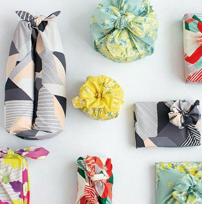 MUSUBI 京都風呂敷包巾 70cm｜含羞草花紋｜日本製純棉包裝布｜日式伴手禮包巾