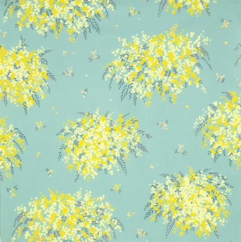 MUSUBI 京都風呂敷包巾 70cm｜含羞草花紋｜日本製純棉包裝布｜日式伴手禮包巾