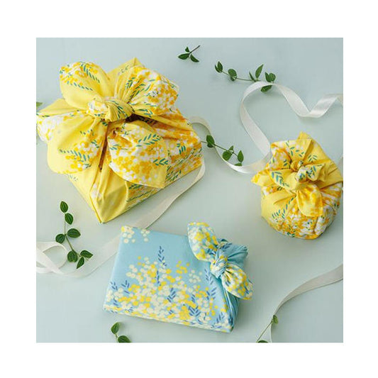 MUSUBI 京都風呂敷包巾 70cm｜含羞草花紋｜日本製純棉包裝布｜日式伴手禮包巾