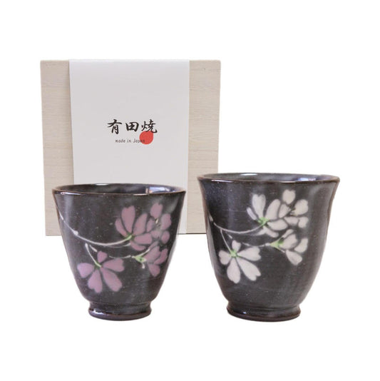 日本有田燒 櫻花對杯禮盒｜東原窯日式陶瓷茶杯｜木盒伴手禮