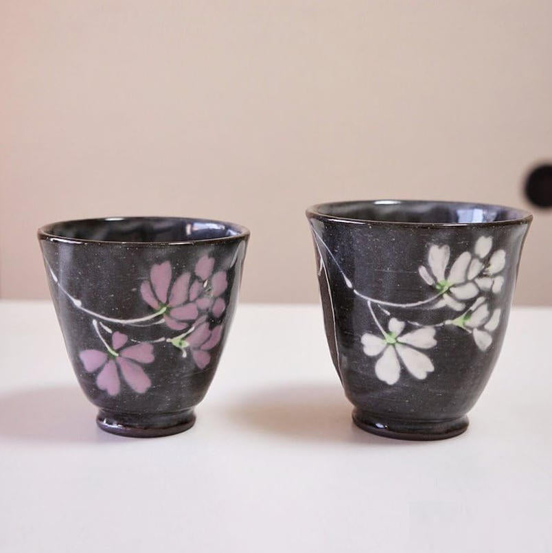 日本有田燒 櫻花對杯禮盒｜東原窯日式陶瓷茶杯｜木盒伴手禮