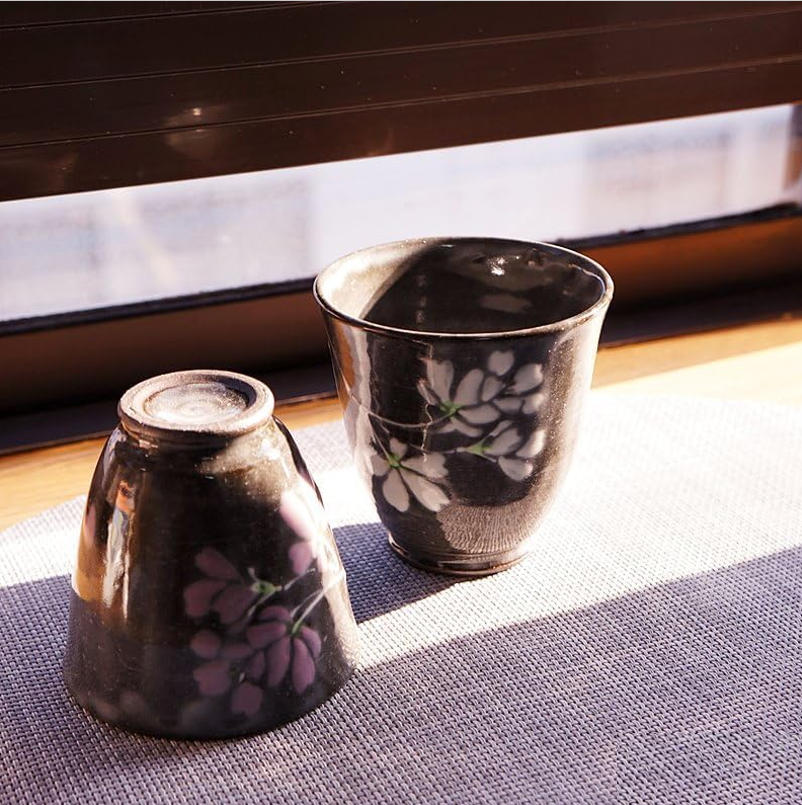 日本有田燒 櫻花對杯禮盒｜東原窯日式陶瓷茶杯｜木盒伴手禮