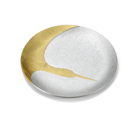 能作 NOUSAKU 100%純錫製小皿 TSURU 鶴金箔款 日本製職人手工錫器 祝福意象小托盤 飾品收納皿 | 日本直送