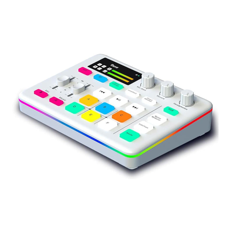 DILVO STREAM MIX LITE 白色直播錄音介面，側面展示