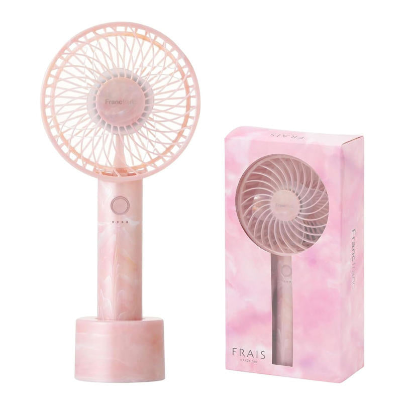 Francfranc Frais Handy Fan 2026 手持風扇 大理石粉 USB-C充電 附掛繩與底座