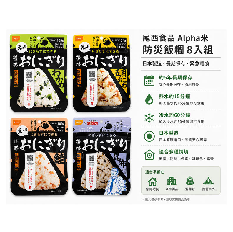 尾西食品 Alpha米 防災飯糰8入組 日本防災食品 特點