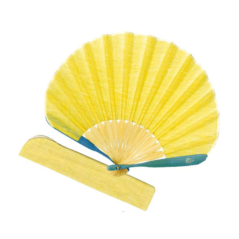 松寿庵 French Linen 法國亞麻蛤型布扇子黃色收納禮盒