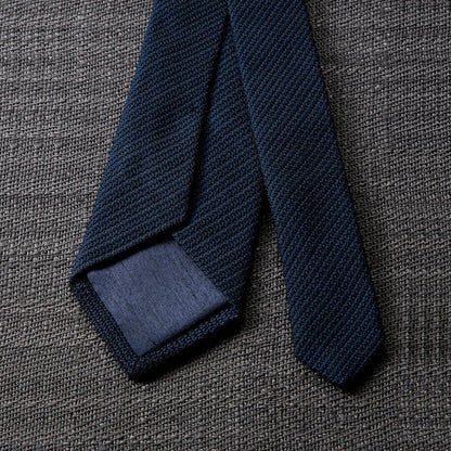 kuska fabric Fe-9 京都丹後手織真絲深海軍藍領帶 細節