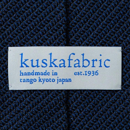 kuska fabric Fe-9 京都丹後手織真絲深海軍藍領帶 標籤