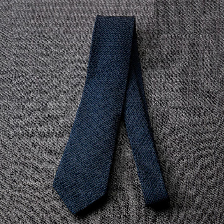 kuska fabric Fe-9 京都丹後手織真絲深海軍藍領帶