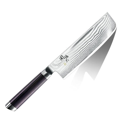 貝印關孫六AE5206日本製大馬士革菜切刀165mm與積層強化木柄細節