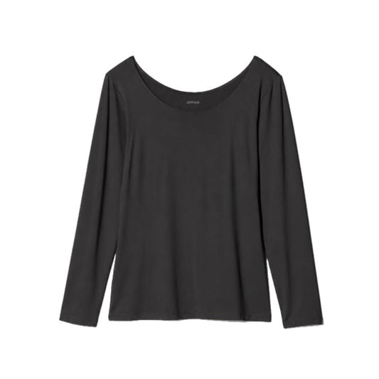 UNIQLO 女款 AIRism UV防護 U領長袖上衣 DRY-EX黑色