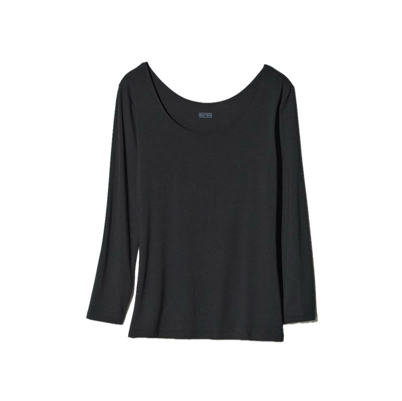 UNIQLO 女款 HEATTECH U領八分袖發熱衣黑色主圖