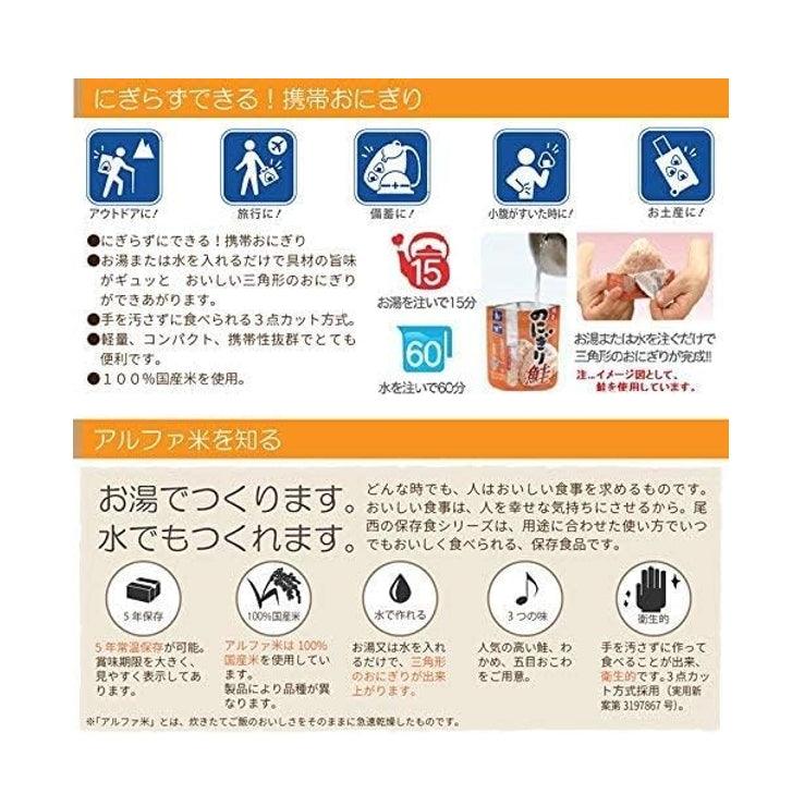 Onisi 尾西食品 防災食品 飯糰 4 種口味 ×2 共 8 袋 5 年保存 避難・露營・防災備糧