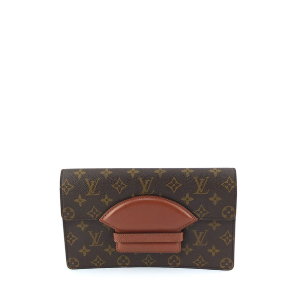 LV second-hand authentic second-hand red leather old flower buckle clutch bag Louis Vuitton Pochette Chaillot 26 (Used AB)