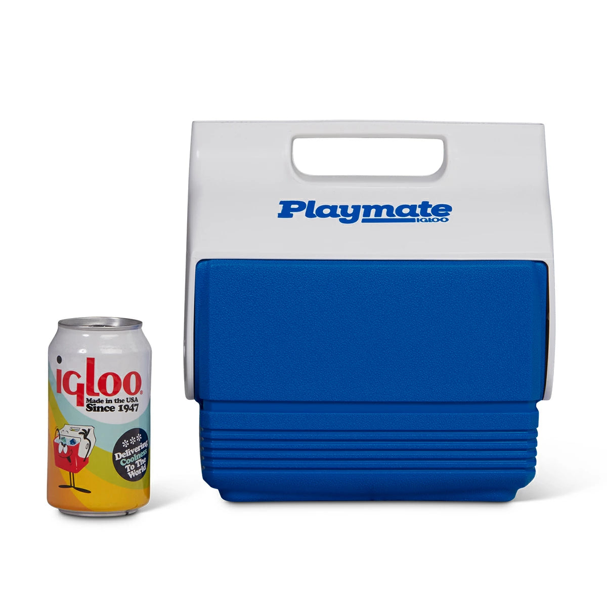 IGLOO PLAYMATE MINI 3L 保冷箱容量示意圖，可放入約 350ml 飲料罐