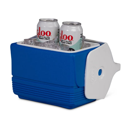 IGLOO PLAYMATE MINI 3L 保冷箱容量示意圖，放入2罐 350ml 飲料示意圖