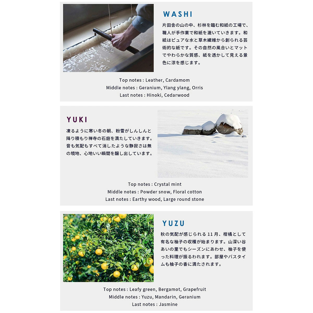 KITCHIBE 香氛蠟燭 日本製 各種香型說明