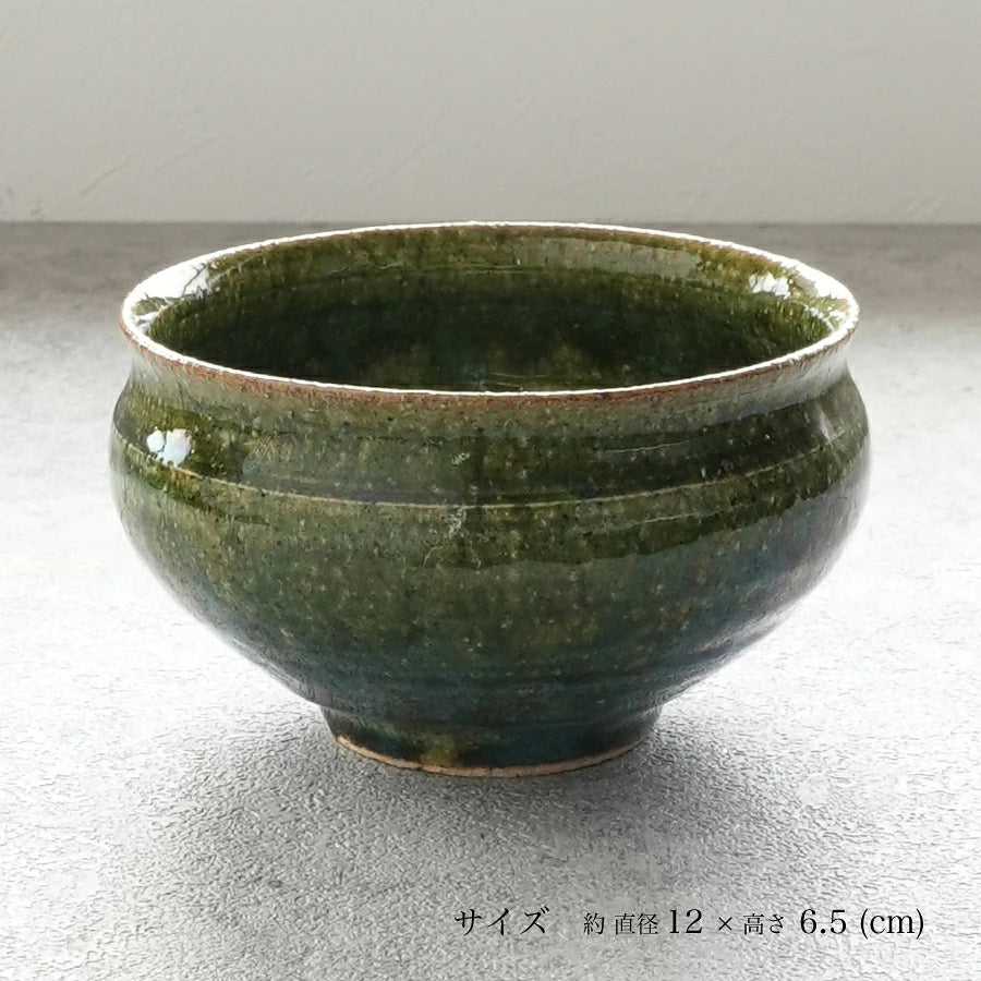 SALIU南窯翠葉手挽抹茶碗日本製美濃燒尺寸