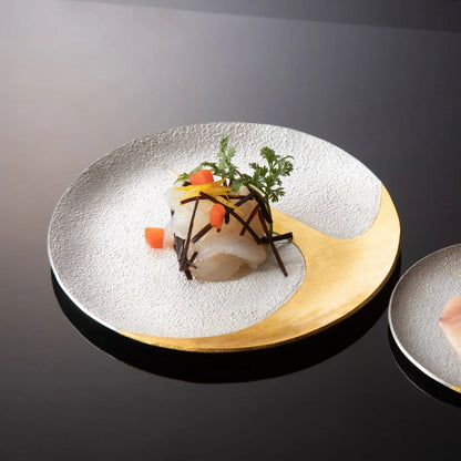 NOUSAKU 能作 TSURU 鶴 金箔純錫小盤 日本製錫器使用示意